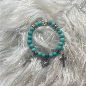 Turquoise Beaded Bracelet with Charms